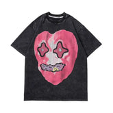 Gothic Heart Red Waves Washed T-shirt